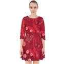 Four Red Butterflies With Flower Illustration Butterfly Flowers Smock Dress View1