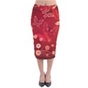 Four Red Butterflies With Flower Illustration Butterfly Flowers Velvet Midi Pencil Skirt View1