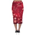 Four Red Butterflies With Flower Illustration Butterfly Flowers Velvet Midi Pencil Skirt View2