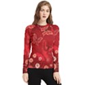 Four Red Butterflies With Flower Illustration Butterfly Flowers Women s Long Sleeve Rash Guard View1