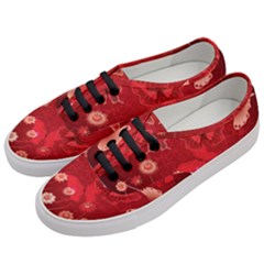 Four Red Butterflies With Flower Illustration Butterfly Flowers Women s Classic Low Top Sneakers by B30l