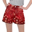 Four Red Butterflies With Flower Illustration Butterfly Flowers Women s Ripstop Shorts View1