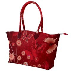 Four Red Butterflies With Flower Illustration Butterfly Flowers Canvas Shoulder Bag by B30l