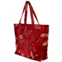 Four Red Butterflies With Flower Illustration Butterfly Flowers Zip Up Canvas Bag View1