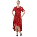 Four Red Butterflies With Flower Illustration Butterfly Flowers Front Wrap High Low Dress View1