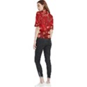 Four Red Butterflies With Flower Illustration Butterfly Flowers Frill Neck Blouse View2