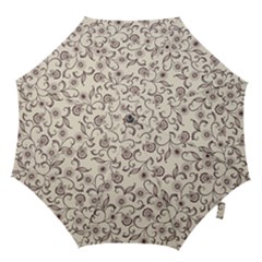 White And Brown Floral Wallpaper Flowers Background Pattern Hook Handle Umbrellas (small) by B30l