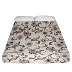 White And Brown Floral Wallpaper Flowers Background Pattern Fitted Sheet (california King Size) by B30l