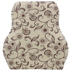 White And Brown Floral Wallpaper Flowers Background Pattern Car Seat Velour Cushion  by B30l