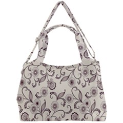 White And Brown Floral Wallpaper Flowers Background Pattern Double Compartment Shoulder Bag by B30l