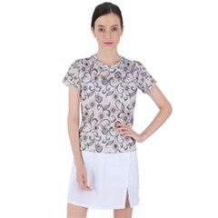 White And Brown Floral Wallpaper Flowers Background Pattern Women s Sports Top by B30l