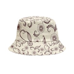 White And Brown Floral Wallpaper Flowers Background Pattern Inside Out Bucket Hat by B30l