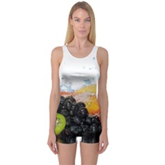 Variety Of Fruit Water Berry Food Splash Kiwi Grape One Piece Boyleg Swimsuit by B30l