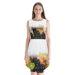 Variety Of Fruit Water Berry Food Splash Kiwi Grape Sleeveless Chiffon Dress   by B30l