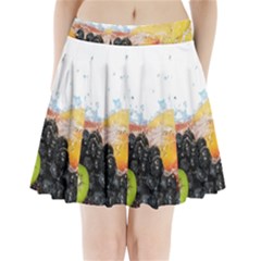 Variety Of Fruit Water Berry Food Splash Kiwi Grape Pleated Mini Skirt by B30l