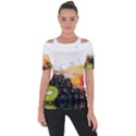 Variety Of Fruit Water Berry Food Splash Kiwi Grape Shoulder Cut Out Short Sleeve Top View1