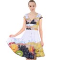 Variety Of Fruit Water Berry Food Splash Kiwi Grape Cap Sleeve Front Wrap Midi Dress View1