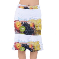 Variety Of Fruit Water Berry Food Splash Kiwi Grape Short Mermaid Skirt by B30l