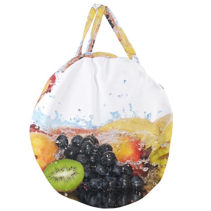 Variety Of Fruit Water Berry Food Splash Kiwi Grape Giant Round Zipper Tote