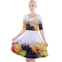 Variety Of Fruit Water Berry Food Splash Kiwi Grape Quarter Sleeve A-Line Dress View1