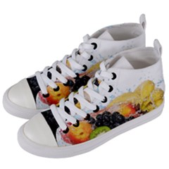 Variety Of Fruit Water Berry Food Splash Kiwi Grape Women s Mid-top Canvas Sneakers by B30l