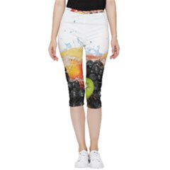 Variety Of Fruit Water Berry Food Splash Kiwi Grape Inside Out Lightweight Velour Capri Leggings  by B30l