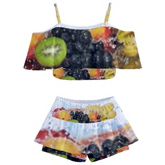 Variety Of Fruit Water Berry Food Splash Kiwi Grape Kids  Off Shoulder Skirt Bikini by B30l