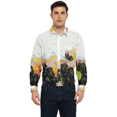 Variety Of Fruit Water Berry Food Splash Kiwi Grape Men s Long Sleeve Pocket Shirt  by B30l