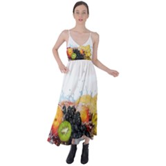 Variety Of Fruit Water Berry Food Splash Kiwi Grape Tie Back Maxi Dress by B30l