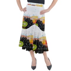 Variety Of Fruit Water Berry Food Splash Kiwi Grape Midi Mermaid Skirt by B30l