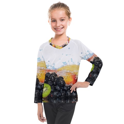 Variety Of Fruit Water Berry Food Splash Kiwi Grape Kids  Long Mesh Tee by B30l