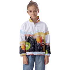 Variety Of Fruit Water Berry Food Splash Kiwi Grape Kids  Half Zip Hoodie