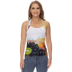 Variety Of Fruit Water Berry Food Splash Kiwi Grape Basic Halter Top by B30l