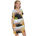 Variety Of Fruit Water Berry Food Splash Kiwi Grape Kids  Short Sleeve Tiered Mini Dress View3