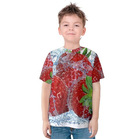 Red Strawberries Water Squirt Strawberry Fresh Splash Drops Kids  Cotton Tee by B30l