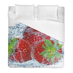 Red Strawberries Water Squirt Strawberry Fresh Splash Drops Duvet Cover (full/ Double Size) by B30l