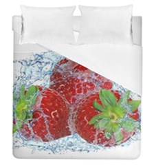 Red Strawberries Water Squirt Strawberry Fresh Splash Drops Duvet Cover (queen Size) by B30l