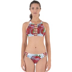 Red Strawberries Water Squirt Strawberry Fresh Splash Drops Perfectly Cut Out Bikini Set by B30l