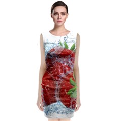 Red Strawberries Water Squirt Strawberry Fresh Splash Drops Sleeveless Velvet Midi Dress