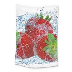 Red Strawberries Water Squirt Strawberry Fresh Splash Drops Small Tapestry