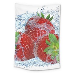 Red Strawberries Water Squirt Strawberry Fresh Splash Drops Large Tapestry