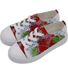 Red Strawberries Water Squirt Strawberry Fresh Splash Drops Kids  Low Top Canvas Sneakers by B30l