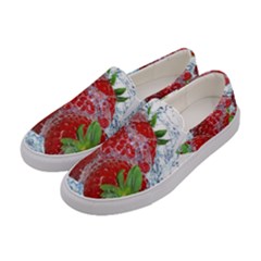 Red Strawberries Water Squirt Strawberry Fresh Splash Drops Women s Canvas Slip Ons by B30l