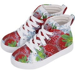 Red Strawberries Water Squirt Strawberry Fresh Splash Drops Kids  Hi-top Skate Sneakers by B30l