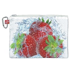 Red Strawberries Water Squirt Strawberry Fresh Splash Drops Canvas Cosmetic Bag (xl) by B30l