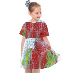 Red Strawberries Water Squirt Strawberry Fresh Splash Drops Kids  Sailor Dress