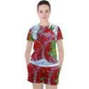 Red Strawberries Water Squirt Strawberry Fresh Splash Drops Women s Tee and Shorts Set View1