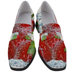 Red Strawberries Water Squirt Strawberry Fresh Splash Drops Women s Chunky Heel Loafers by B30l