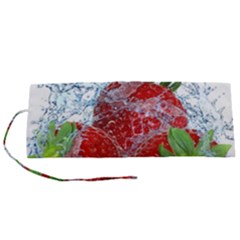 Red Strawberries Water Squirt Strawberry Fresh Splash Drops Roll Up Canvas Pencil Holder (s) by B30l