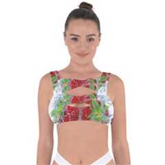 Red Strawberries Water Squirt Strawberry Fresh Splash Drops Bandaged Up Bikini Top by B30l